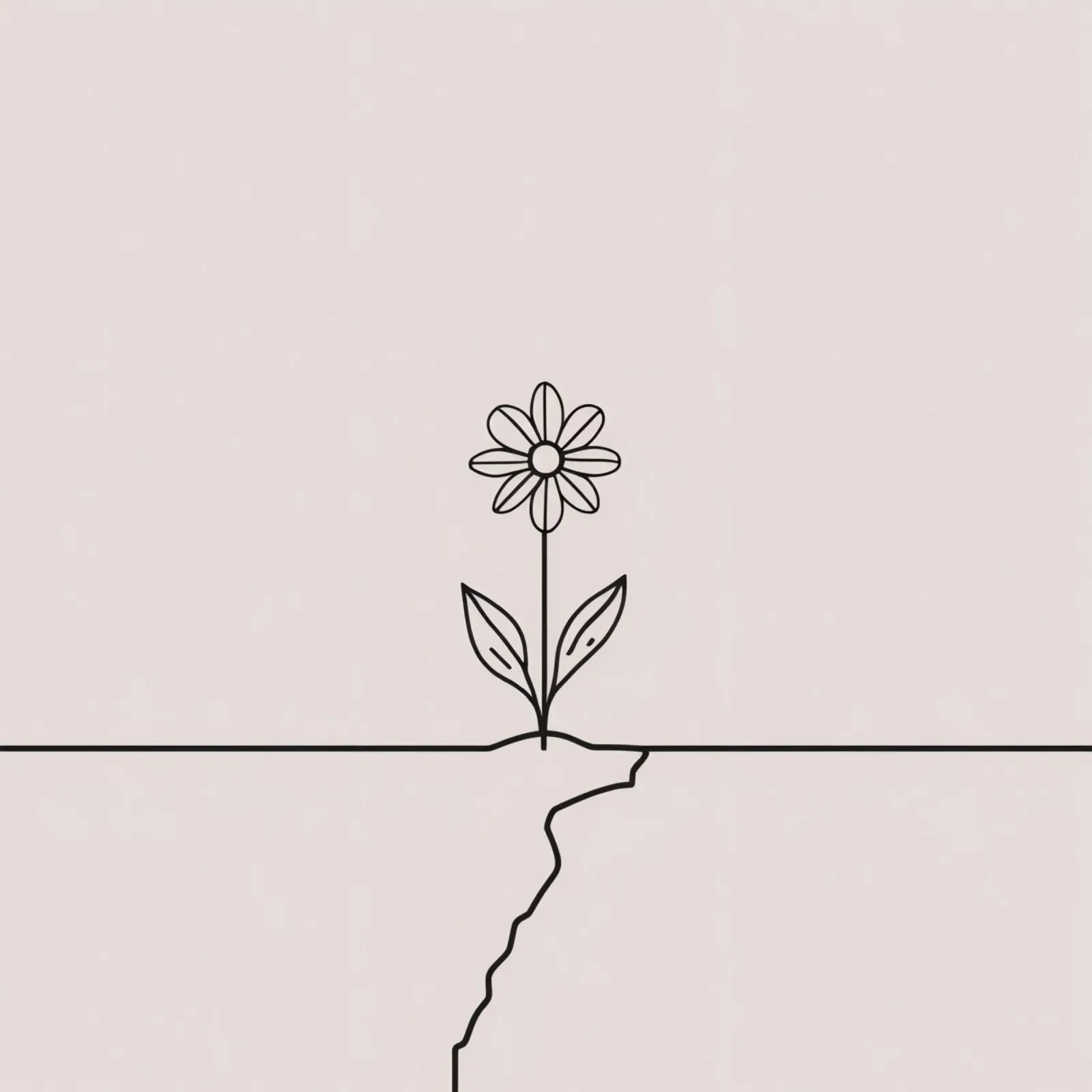 La fleur qui pousse à partir d'une fissure dans la surface symbolise la résilience poster avec cadre en bois de DesignDoodle