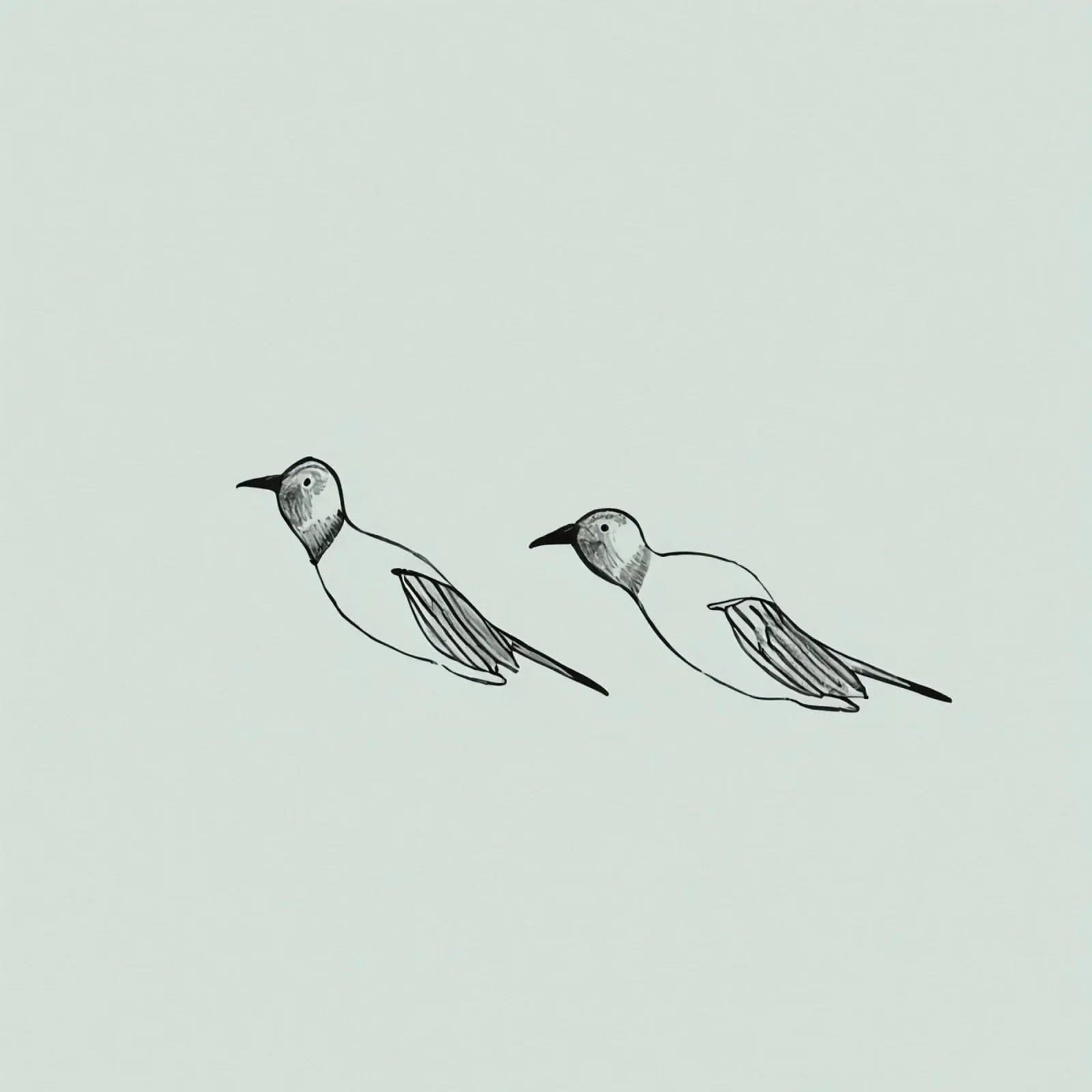 Illustrazioni disegnate a mano di due uccelli che volano sulla calce poster da DesignDoodle