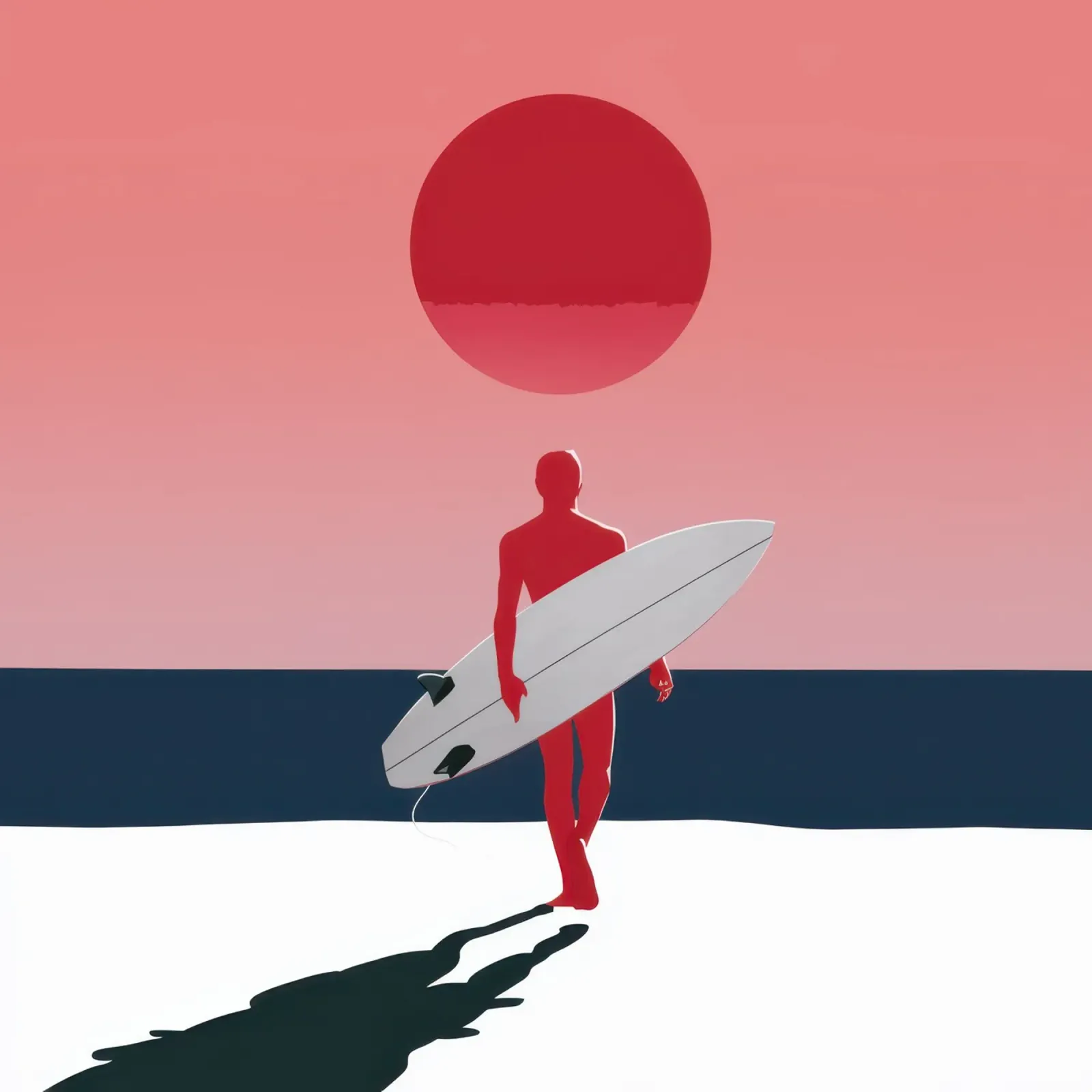 Solitude at Sunset Surf canvas with Floater frame by Veil Maya