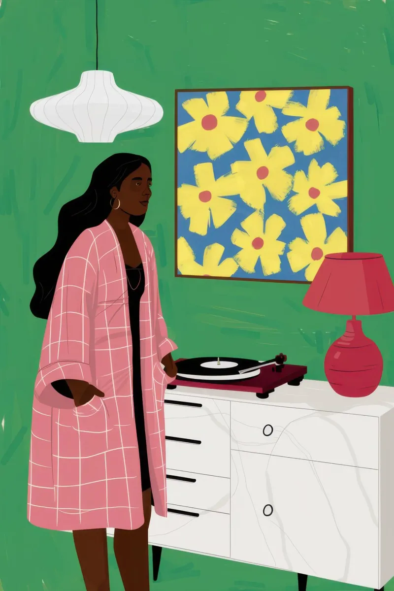 Donna in una stanza gialla poster da Flock Reverie