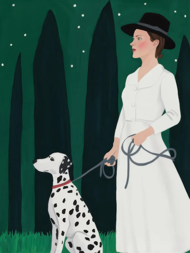 Elegant Dalmatian Stroll canvas with Floater frame by Solar Paint