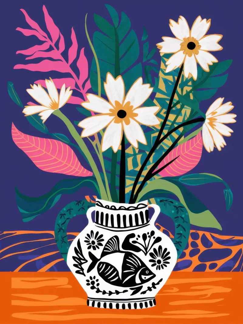 Ornate Daisy Bouquet toile de Flock Reverie