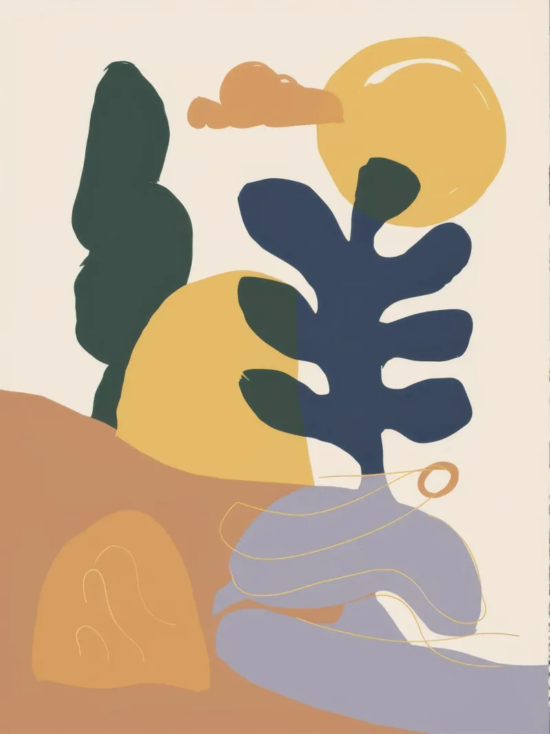 Abstract Desert Flora canvas with Floater frame by Veil Maya