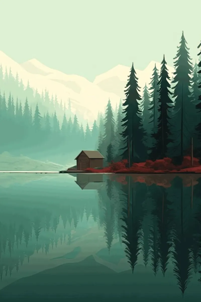 pine trees reflection hahnemühle by Histrol