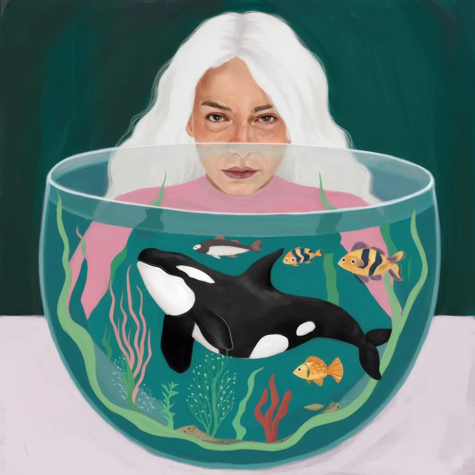 Surrealistische orka geest acryl van Solar Paint