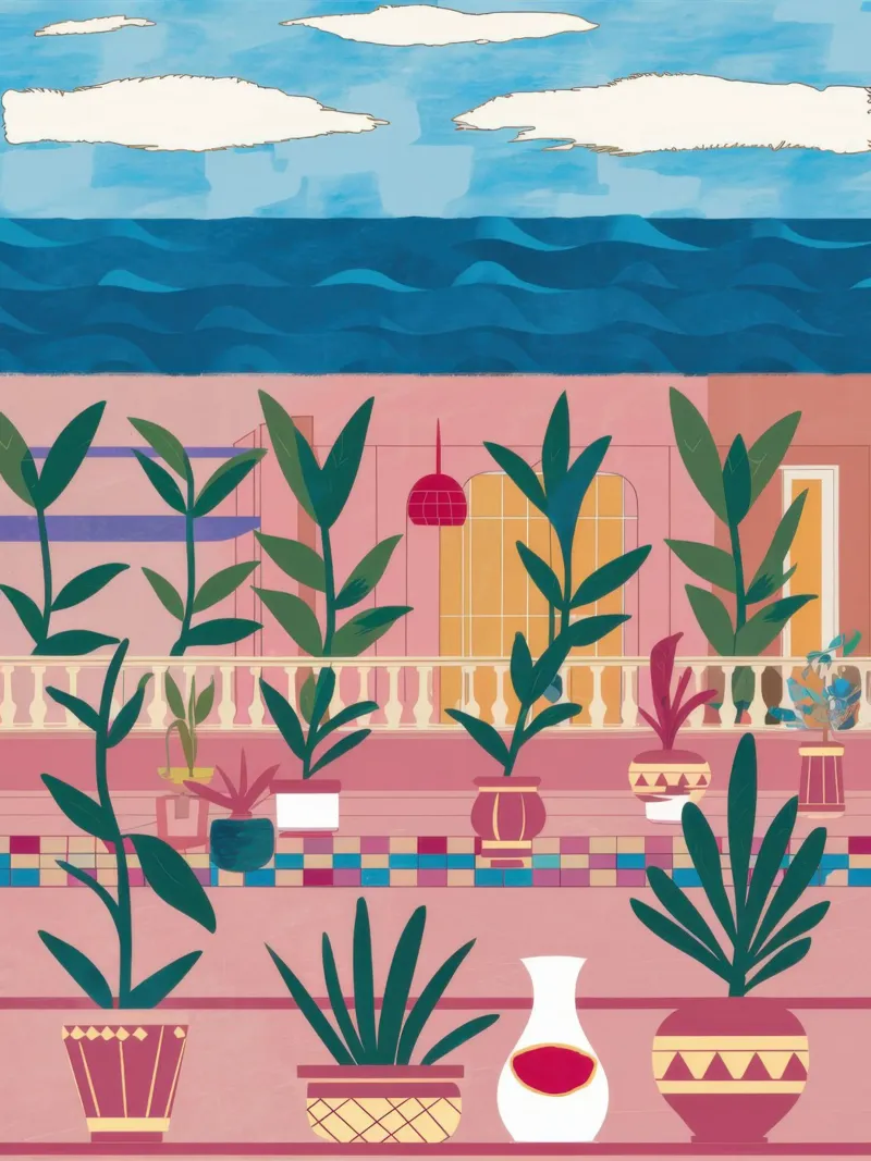 Serene Coastal Garden hahnemühle by Veil Maya