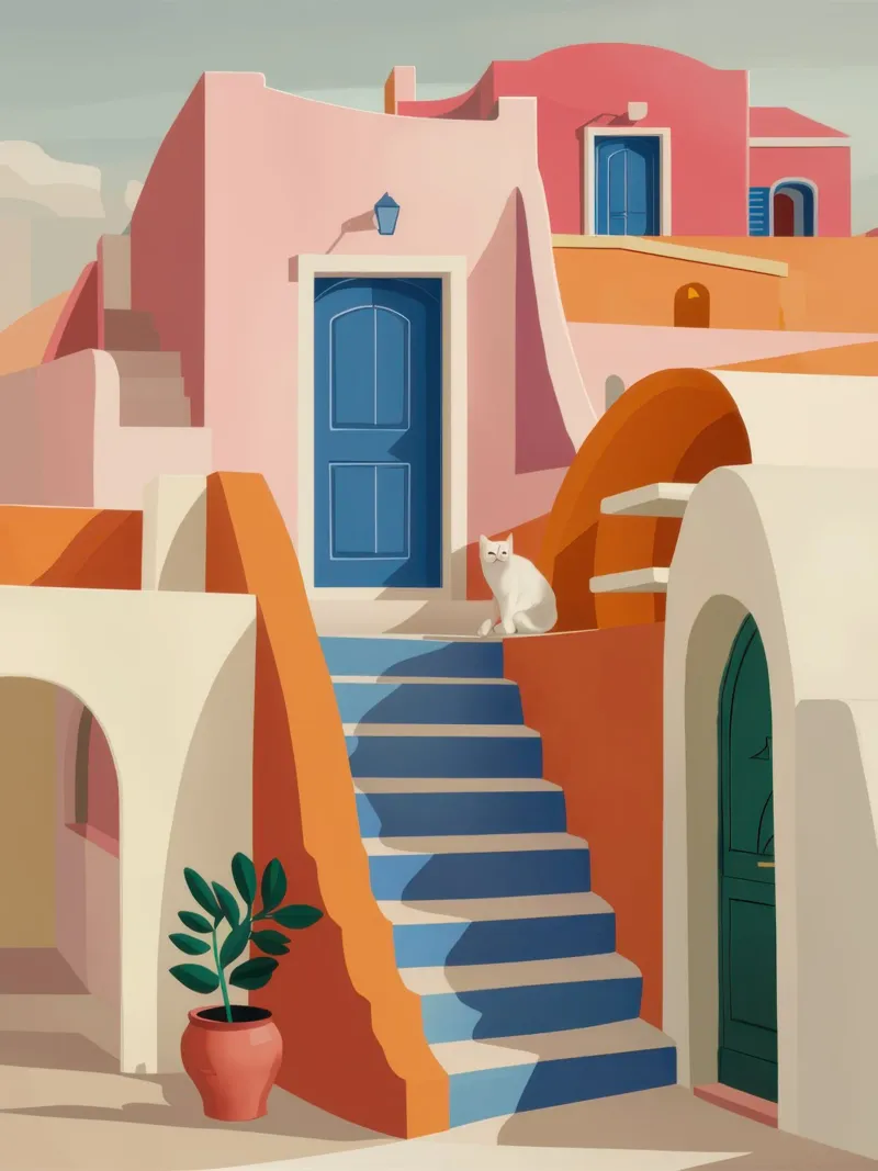 Aegean Architectural Calm canvas by Prism Ritual