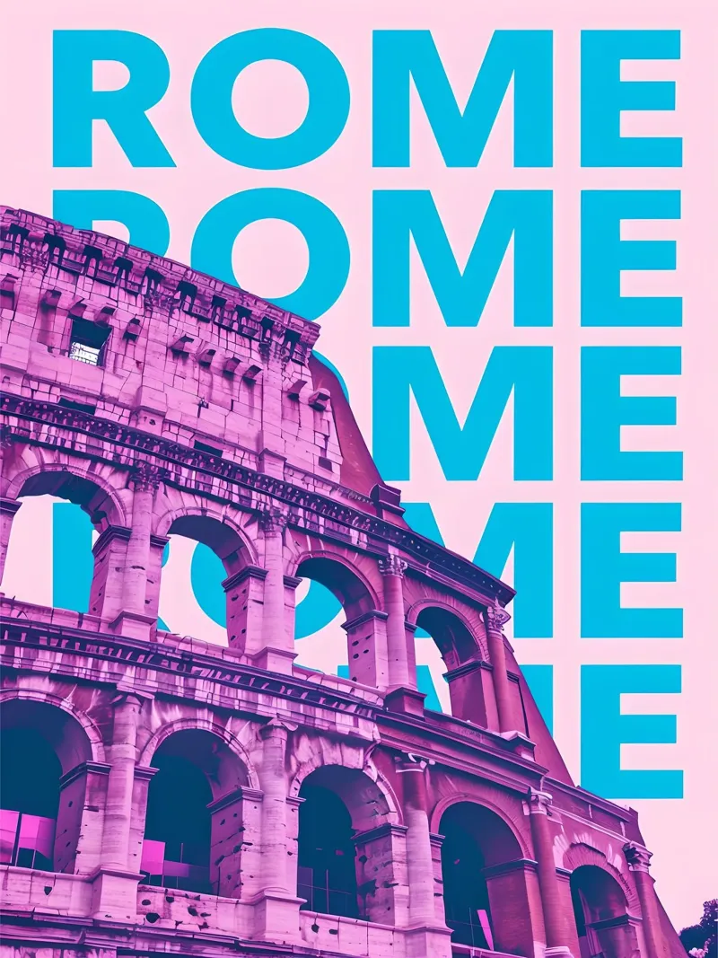 Rome Colosseum Pop Art Poster alu-dibond by 🥝 KIWI STORE