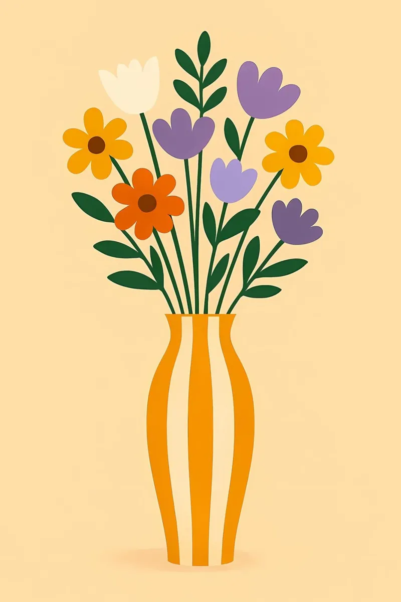 Vaso e fiori a righe pellicola backlit da Larry
