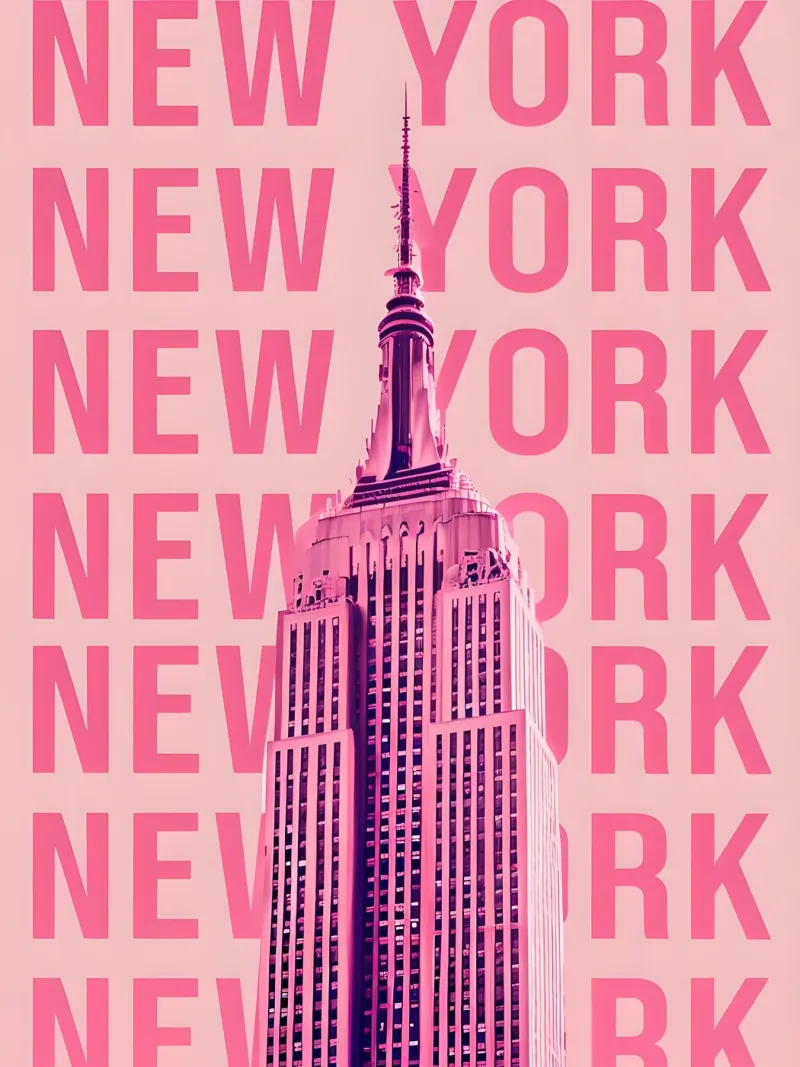 Empire State Building New York Rosa Pop Art pellicola backlit da 🥝 KIWI STORE
