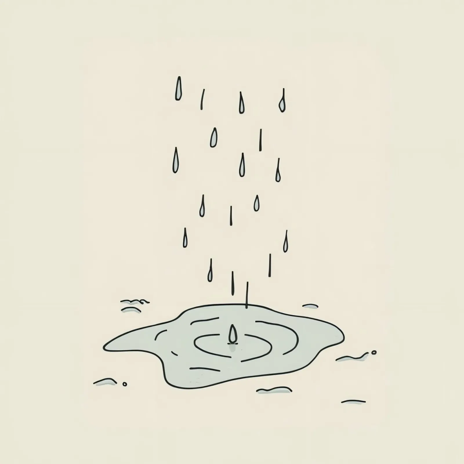 Gocce di acqua piovana che creano increspature in una piccola pozzanghera alluminio dibond da DesignDoodle