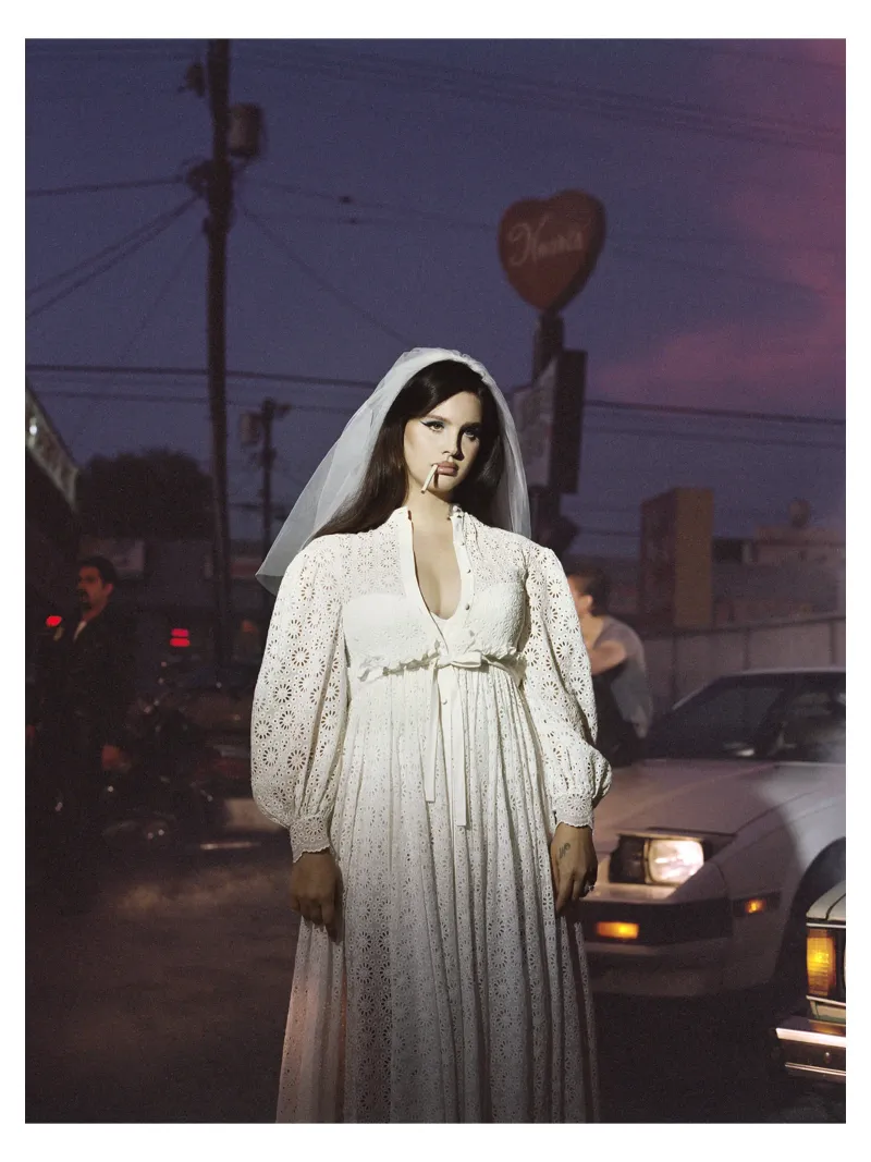 Abito bianco Ritratto di Lana Del Rey che fuma tela da licongeilish