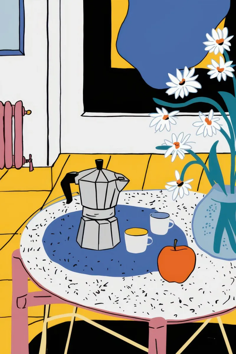 Cozy Coffee Corner canvas by Flock Reverie