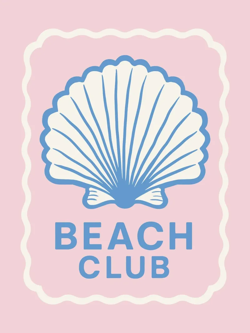 Preppy Beach Club poster with aluminum frame by Vivdesign