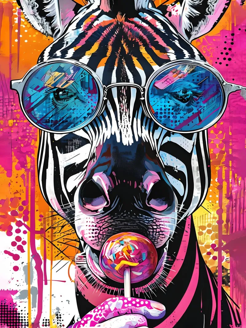 Zebra cool con lecca-lecca Pop Art pellicola backlit da 🥝 KIWI STORE