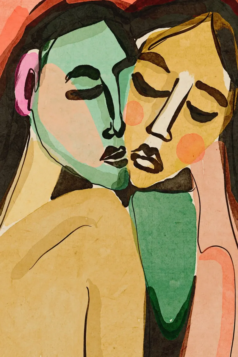 The Lovers poster con telaio in legno da treechild