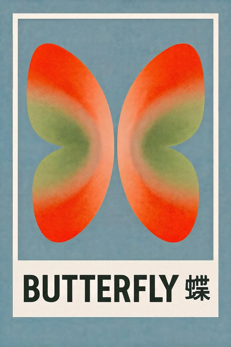 Modern Butterfly Print – Orange Green Gradient Wings alu-dibond by SMPLE
