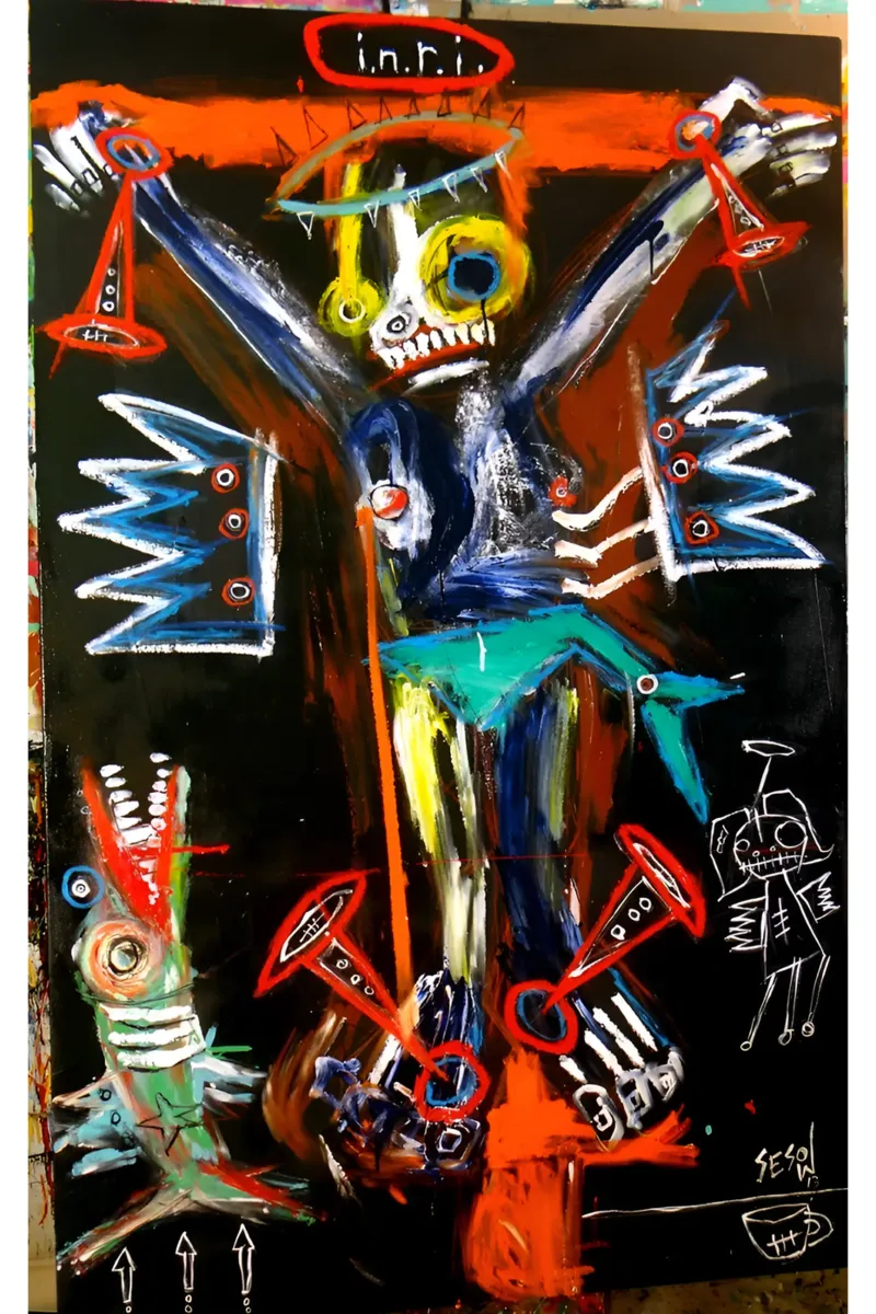 Jean Michel Basquiat - Abstract Man pellicola backlit da Deepness