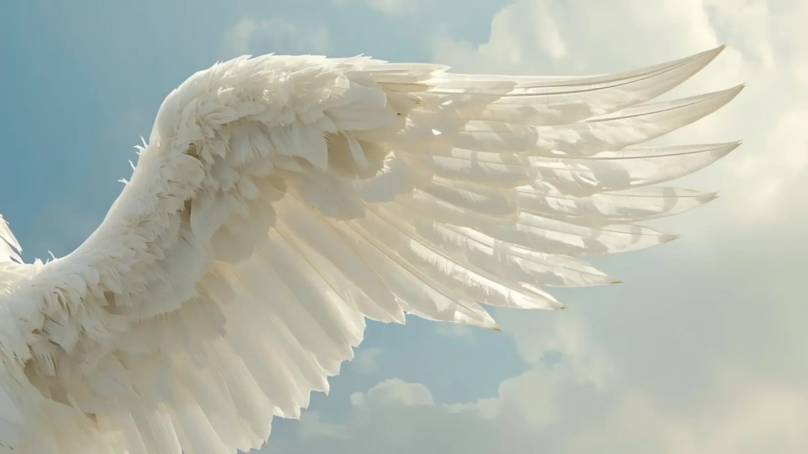 white bird wing against cloudy sky showing delicate feathers canvas with Floater frame by DesignDoodle