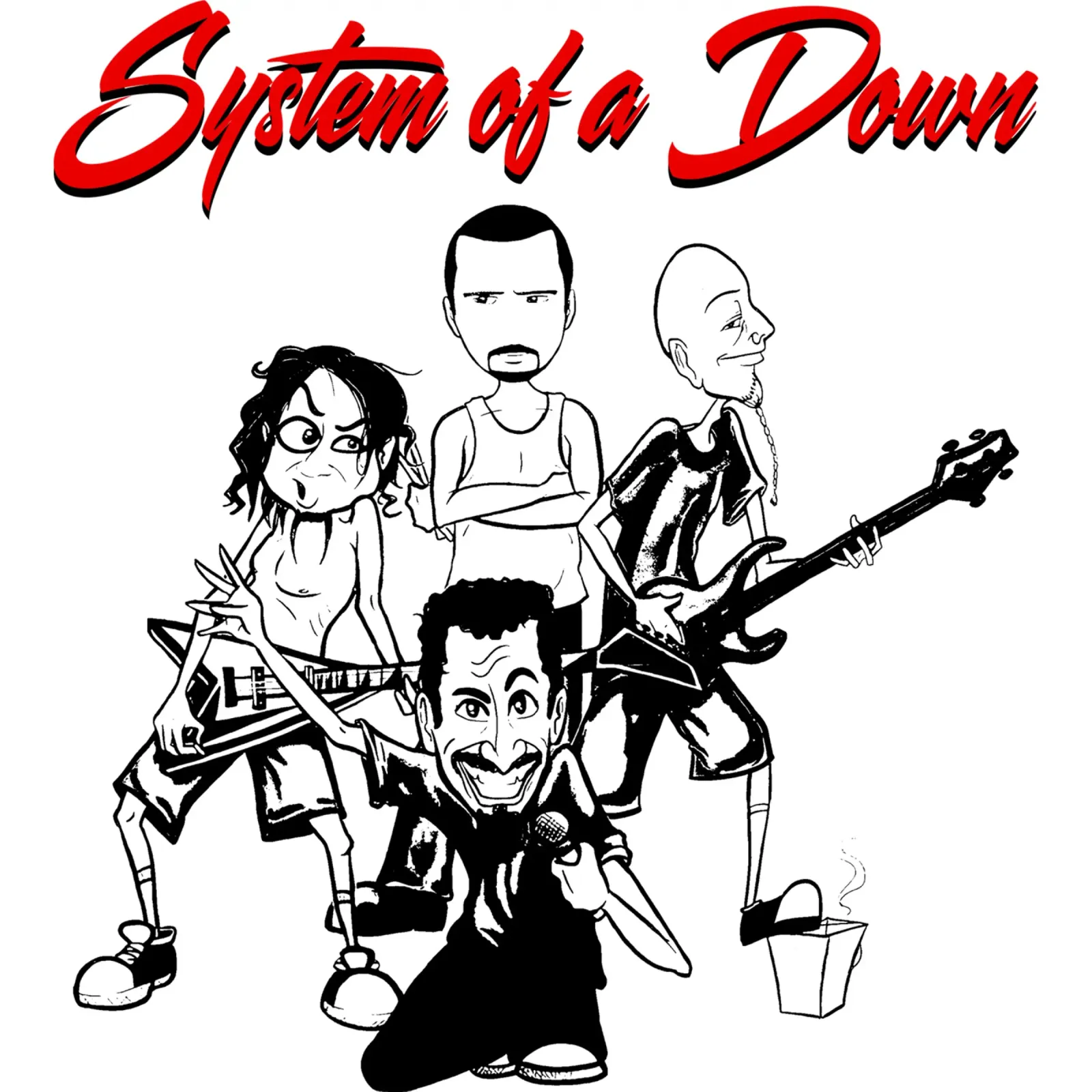 Il cartone animato di System of a Down T-SHIRT pellicola backlit da ninetyfourdesign_