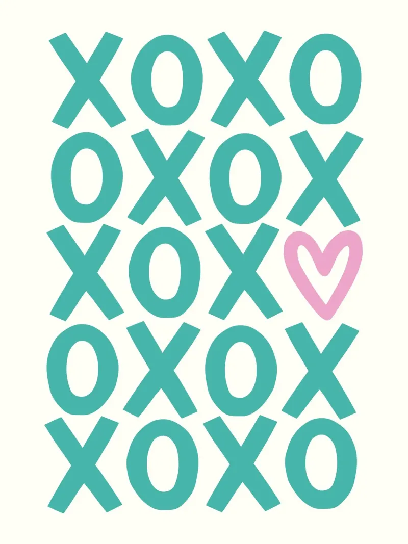 xoxo - green and pink poster with aluminum frame by Vivdesign