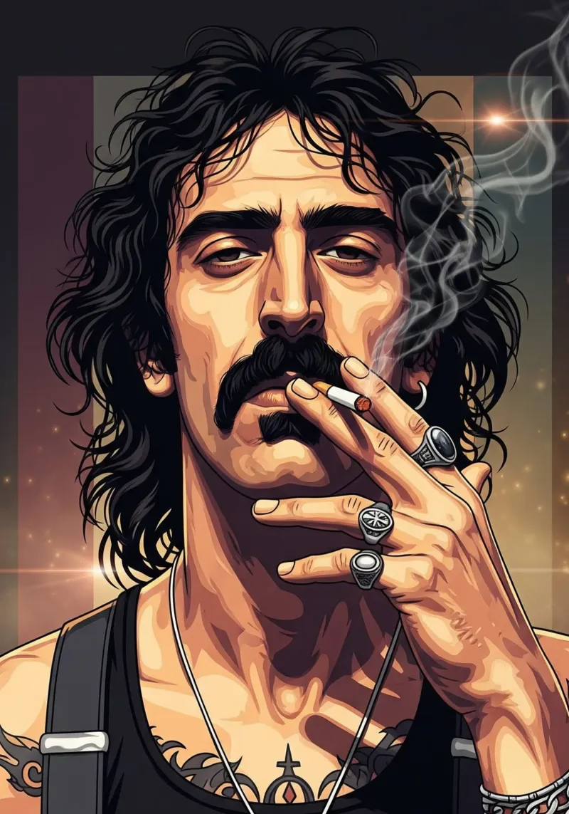 Frank Zappa smoking with rebel style pellicola backlit da Lembayung art