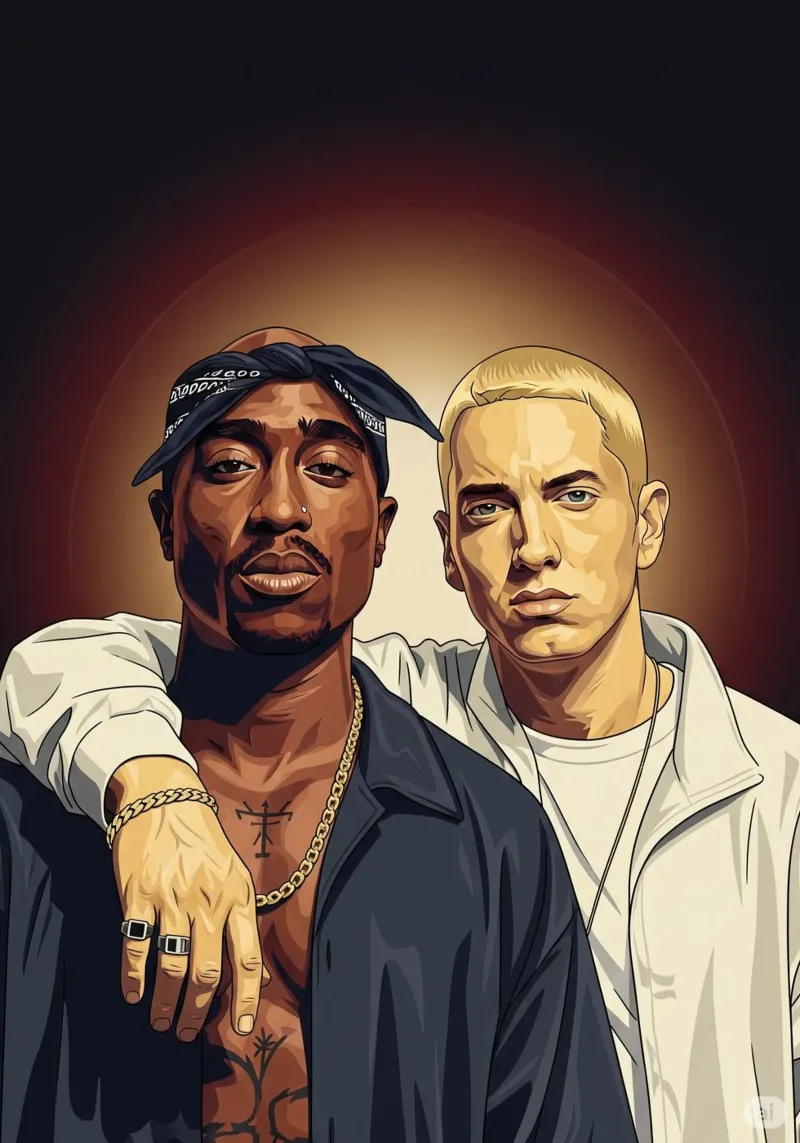 Tupac Shakur and Eminem pellicola backlit da Lembayung art