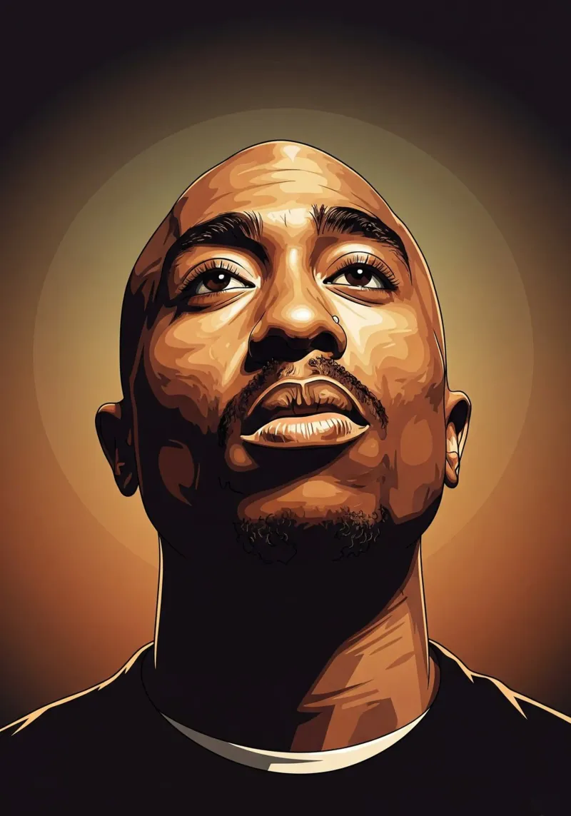 Tupac Shakur portrait pellicola backlit da Lembayung art