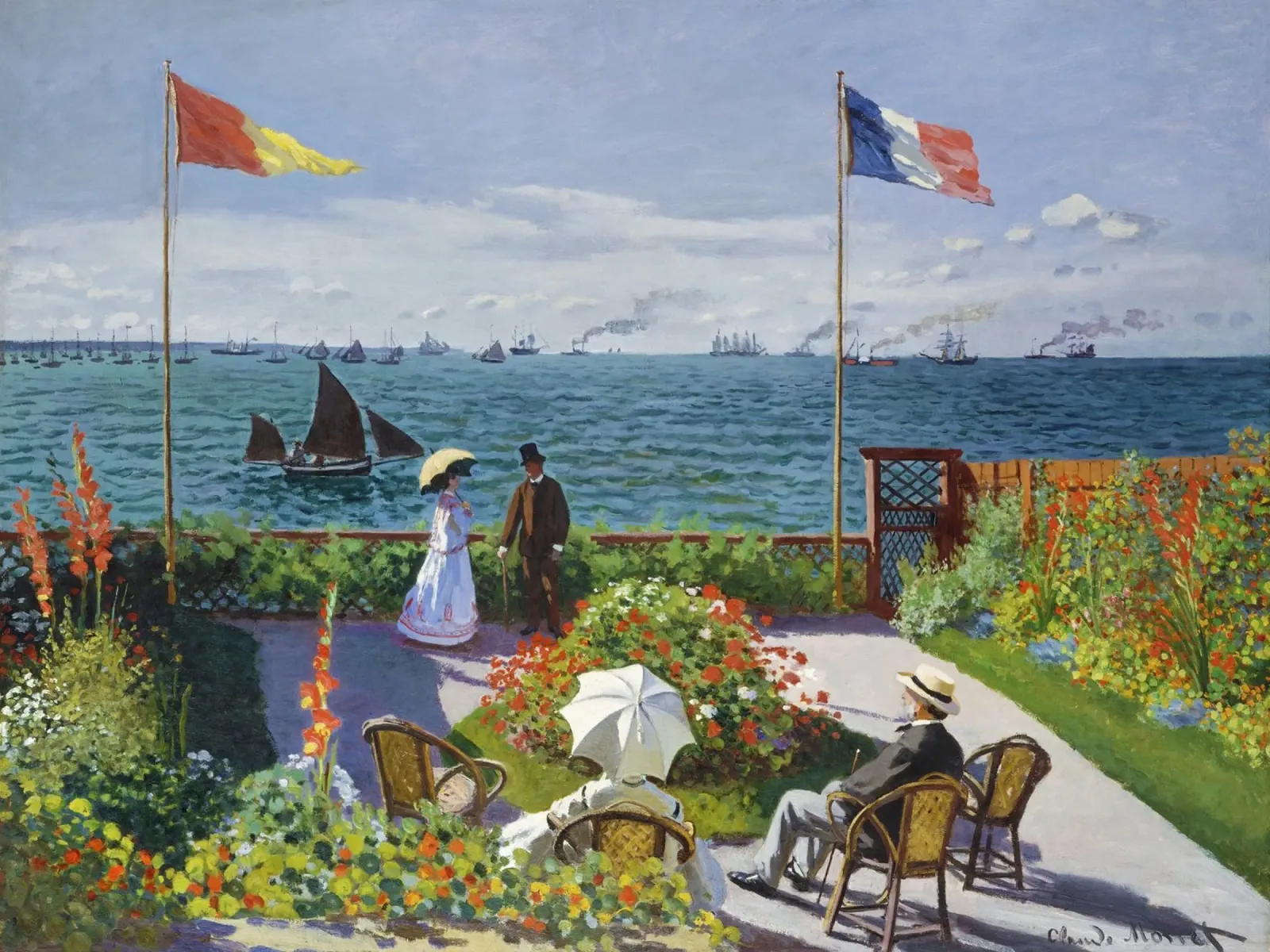Garden at Sainte-Adresse by Claude Monet backlit film by Monet Art Prints