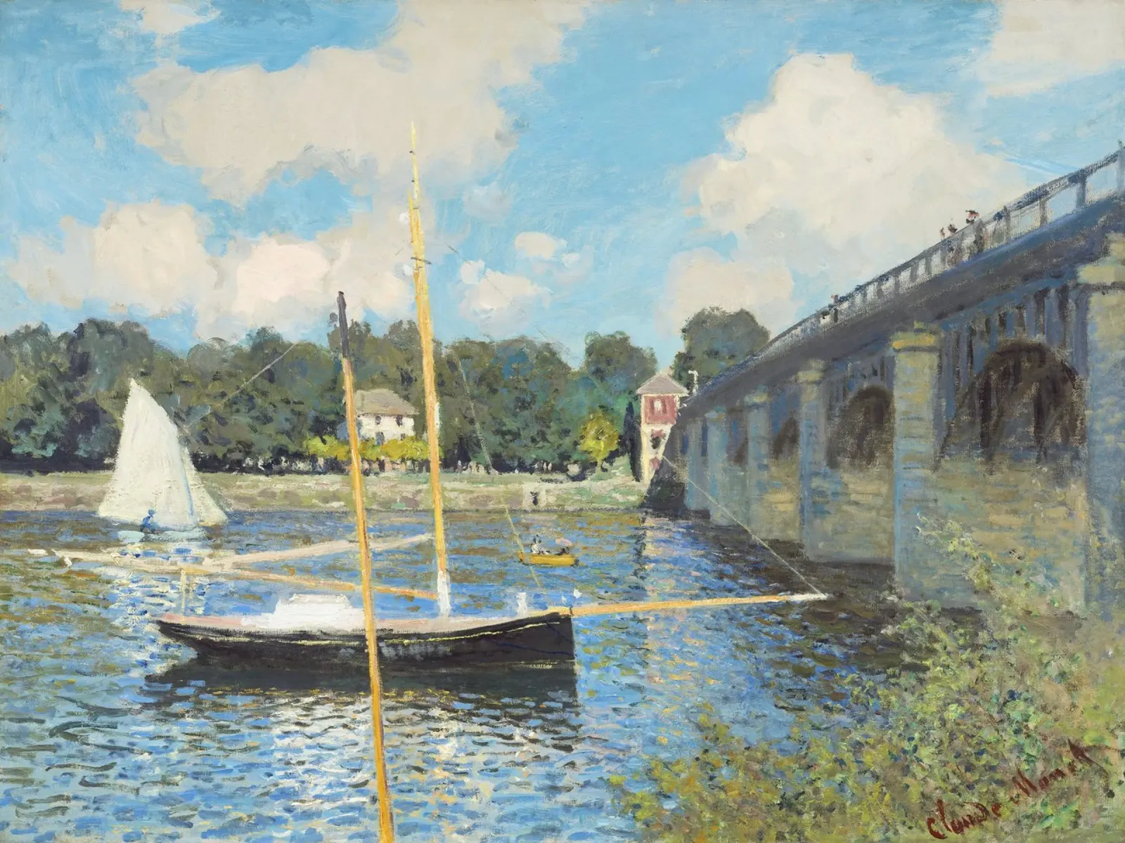 Il ponte di Argenteuil (1874) di Claude Monet i pellicola backlit da Monet Art Prints