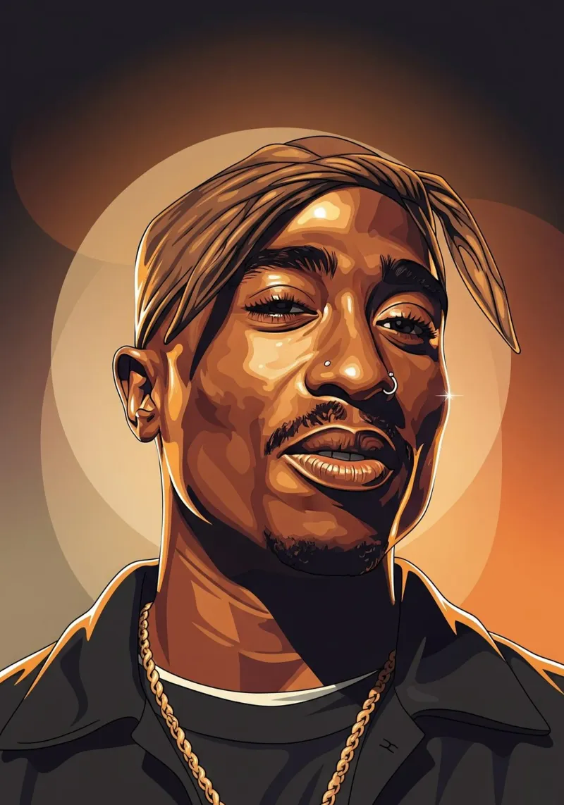 Tupac Shakur smile pellicola backlit da Lembayung art