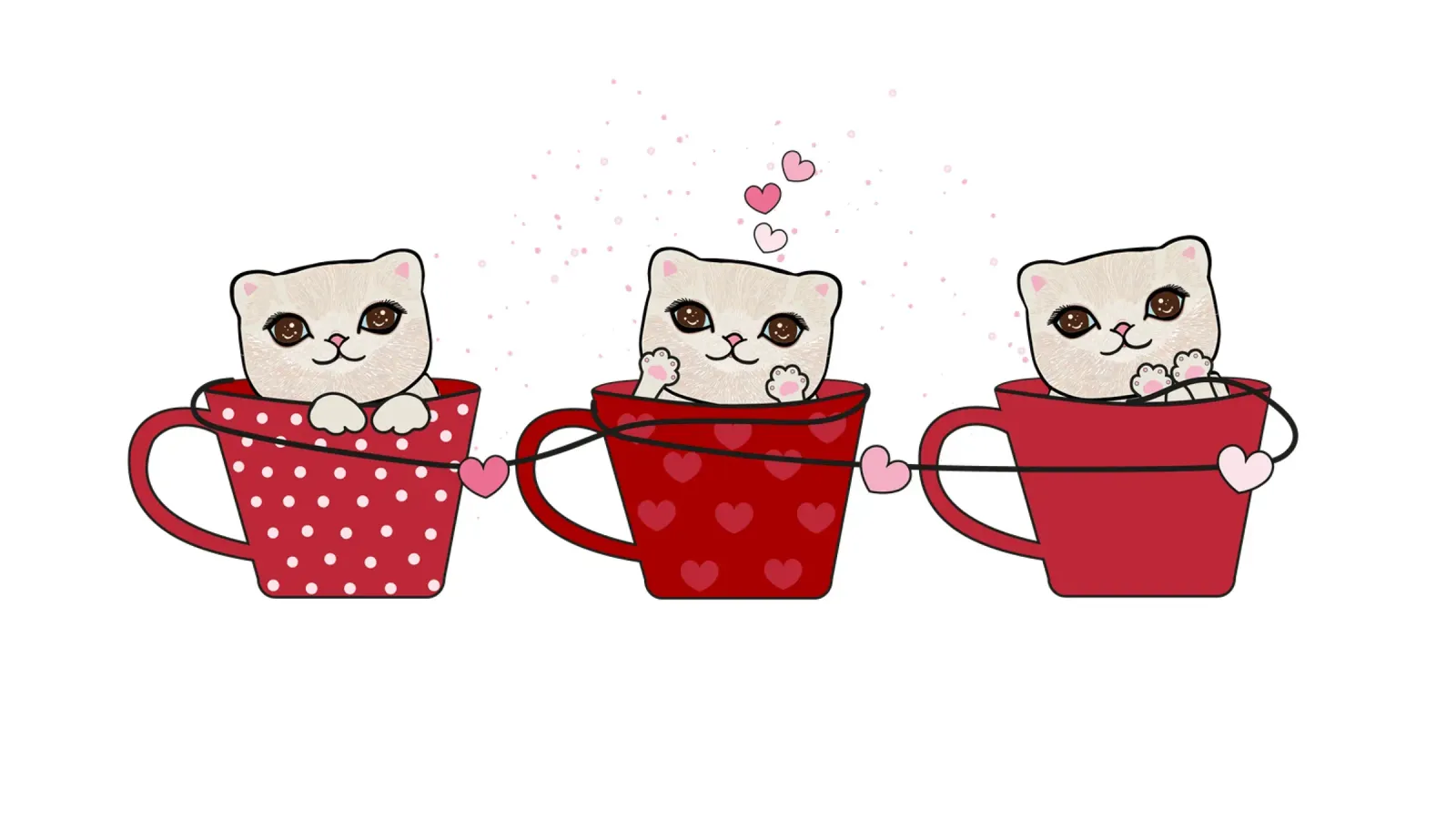 Simpatici gattini con tazze da caffè alluminio dibond da gulsengunel