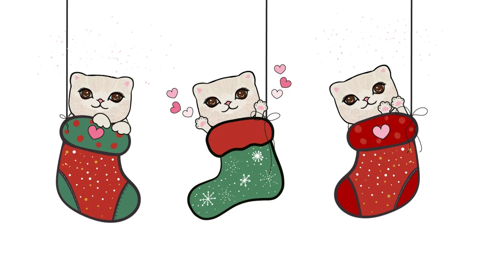 Appendere simpatici gattini con calze di Natale alluminio dibond da gulsengunel