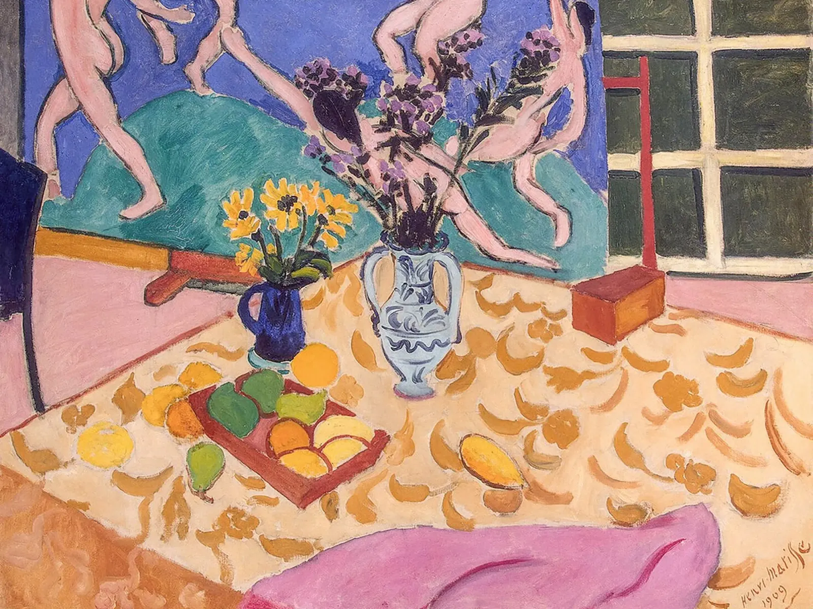 Matisse, Natura morta con danza poster con telaio in legno da Carinaprint