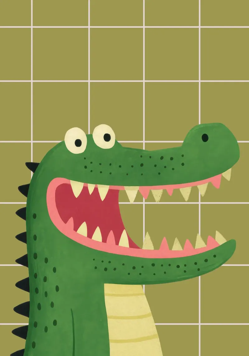Playful Crocodile Illustration carta hahnemühle da Attaboy Dsgn