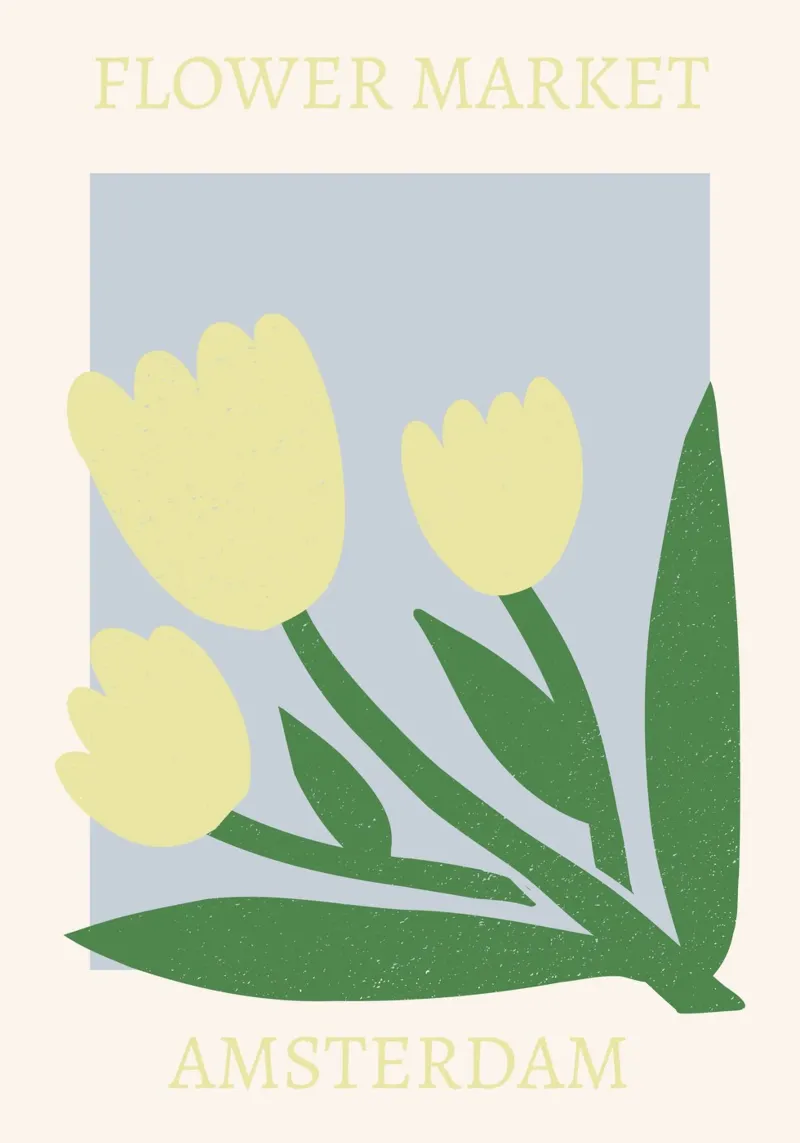 Stampa Tulipani del mercato dei fiori di Amsterdam - Floreale minimalista poster con telaio in plastica da homdeco