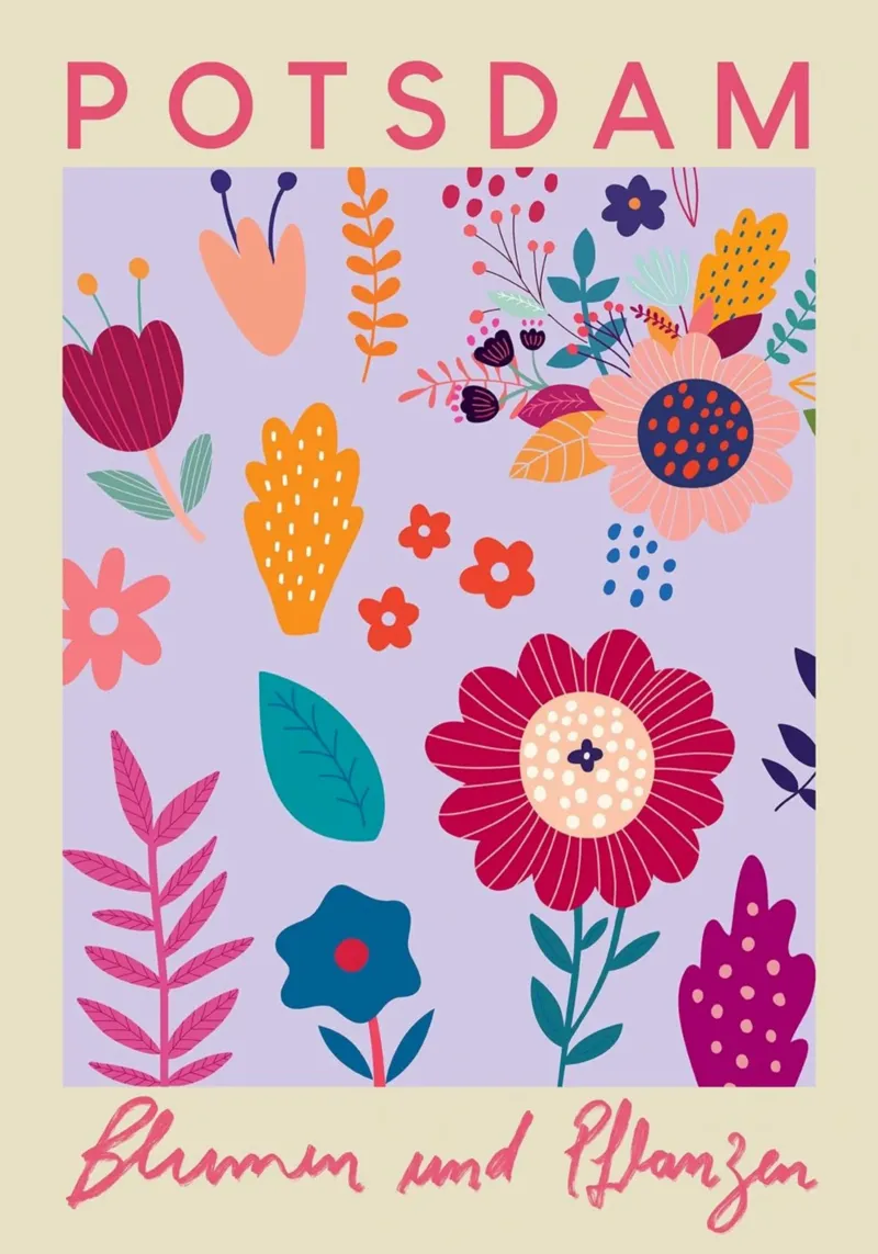 Piante e fiori di Potsdam - Stampa d'arte floreale colorata carta hahnemühle da homdeco