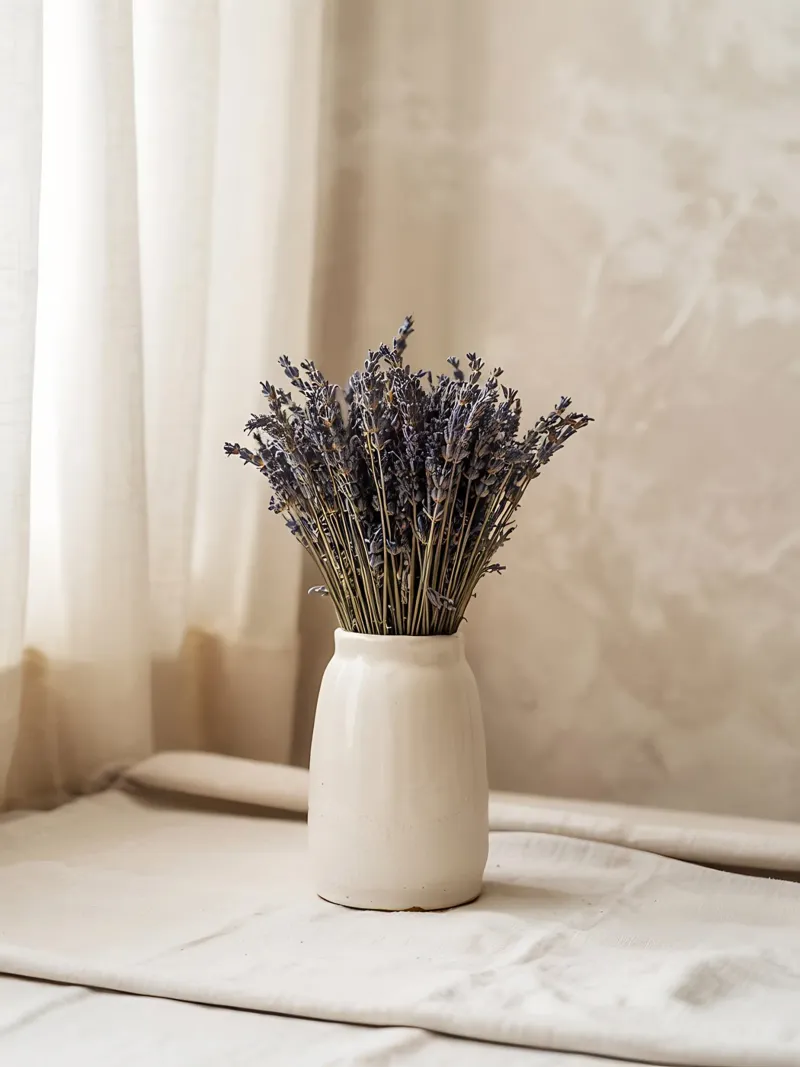 Bouquet of dried lavender in ceramic vase canvas by Casa Limon