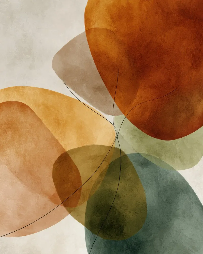 Overlapping Color Fields and Black Lines alu-dibond by Artbyvo