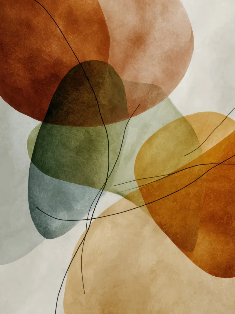 Muted Red Circles with Graphic Lines hahnemühle by Artbyvo