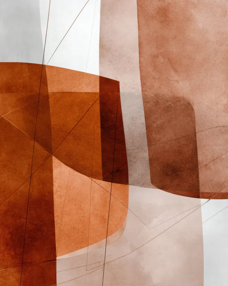 Geometria in terracotta con accenti di disegno lineare carta hahnemühle da Artbyvo