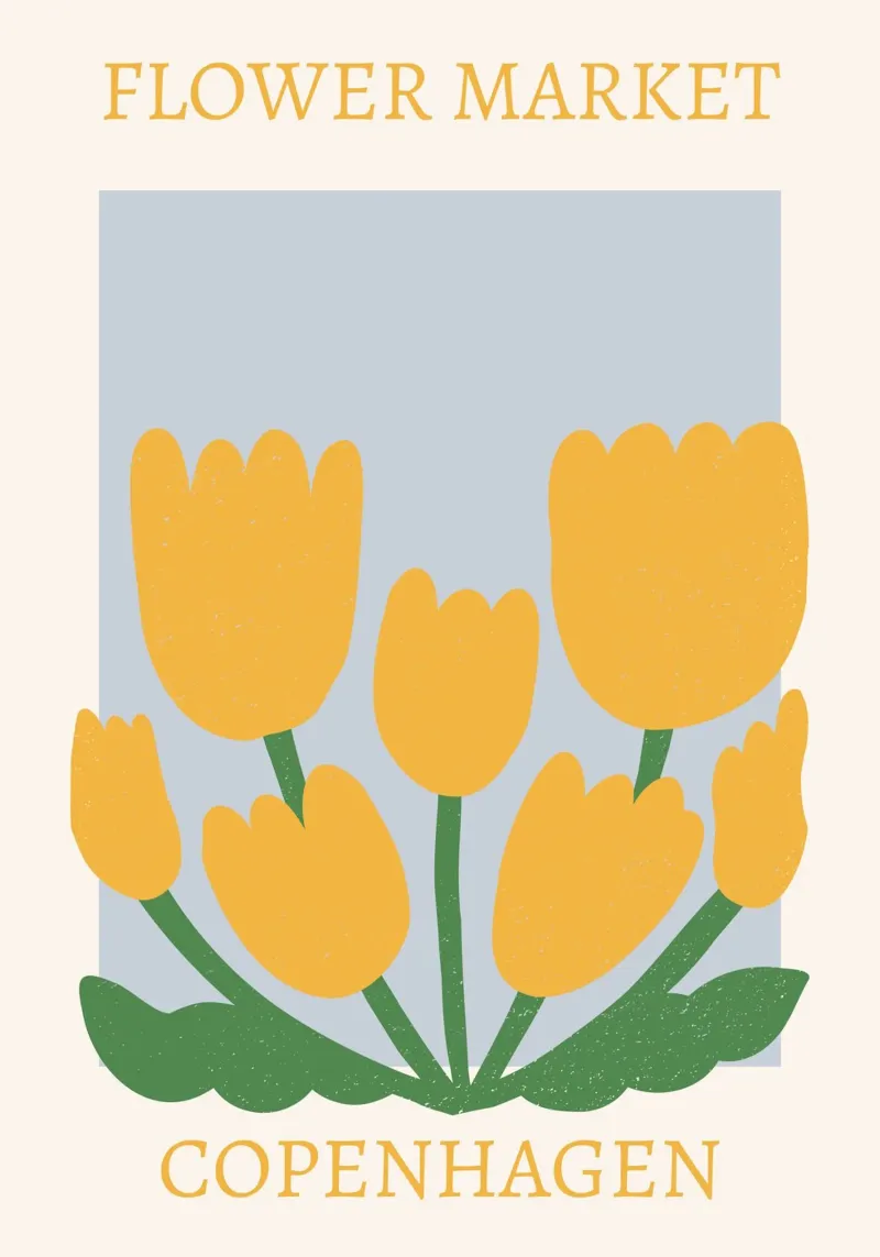Mercado de flores de Copenhague Tulipanes amarillos - Botánico metacrilato de homdeco