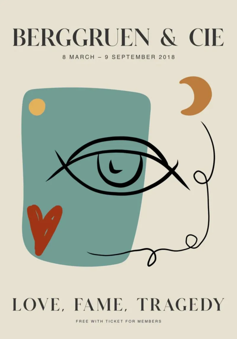 Modern Abstract Gezicht Oog Berggruen Tentoonstellingsprint poster met kunststof frame van homdeco