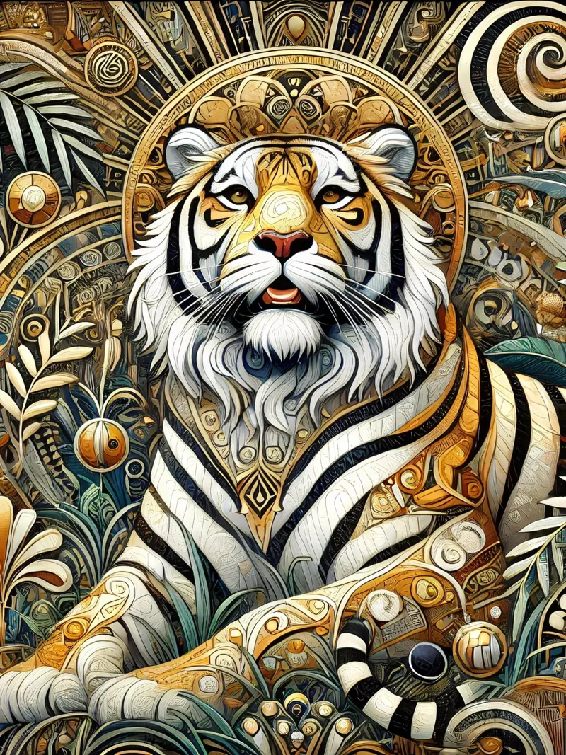 Tigri nella giungla carta hahnemühle da Art-Nouveau-Dsg