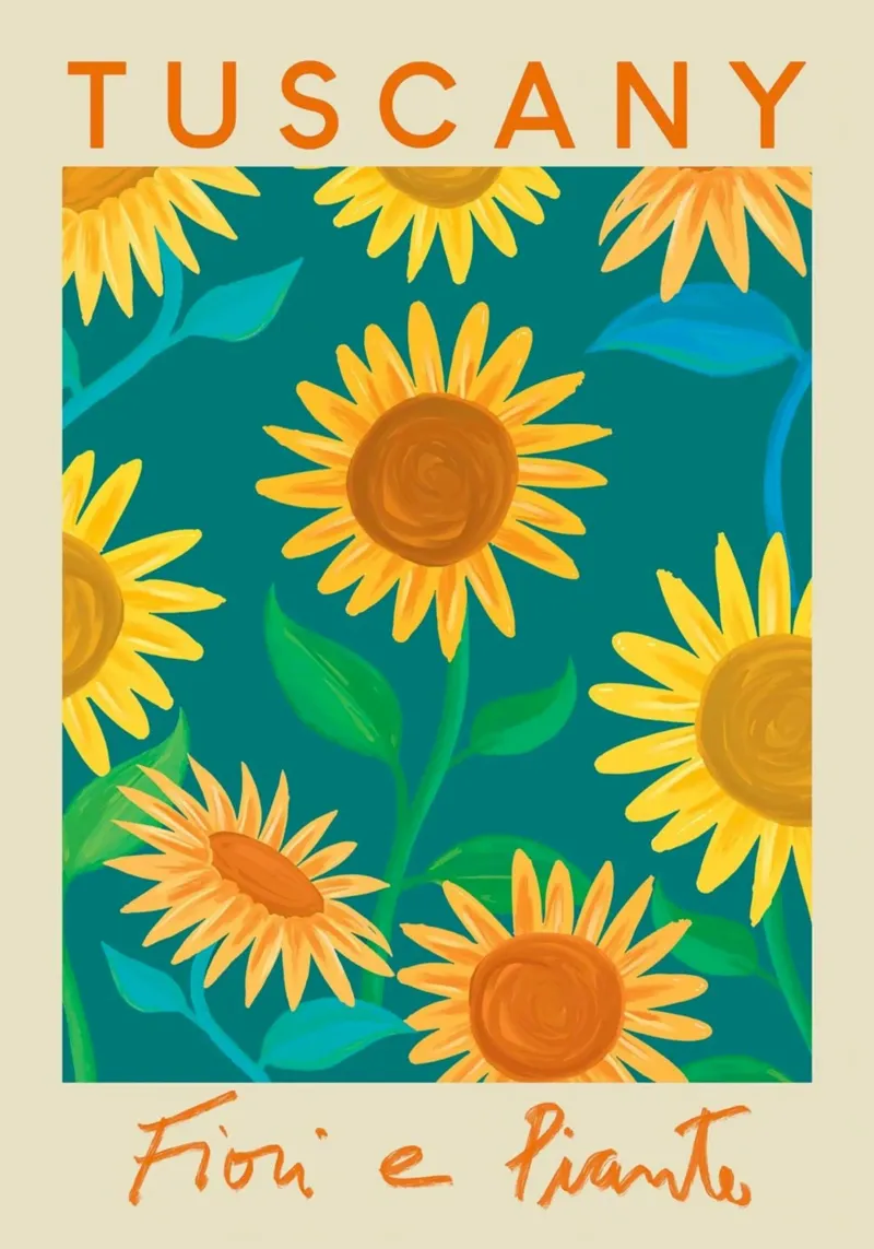 Tuscany Fiori e Piante - Stampa di campi di girasoli vivaci tela con Cornice a cassetta da homdeco