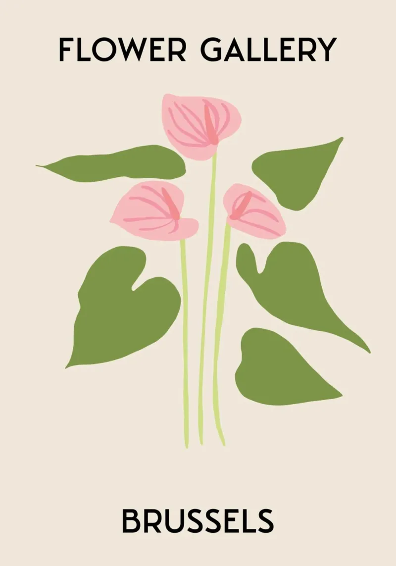 Brussels Flower Gallery Anthurium Print - Modern Botanisch canvas met Baklijst van homdeco