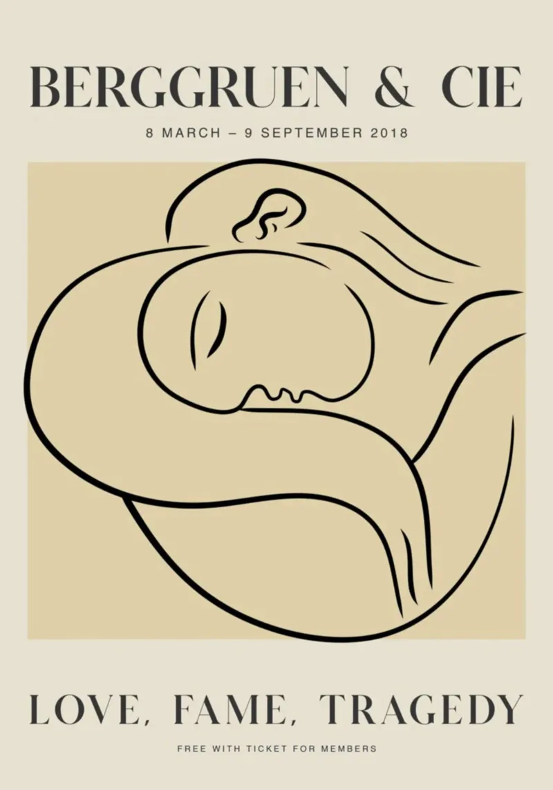 Moderna arte astratta dell'abbraccio Linea Berggruen Stampa poster con telaio in alluminio da homdeco