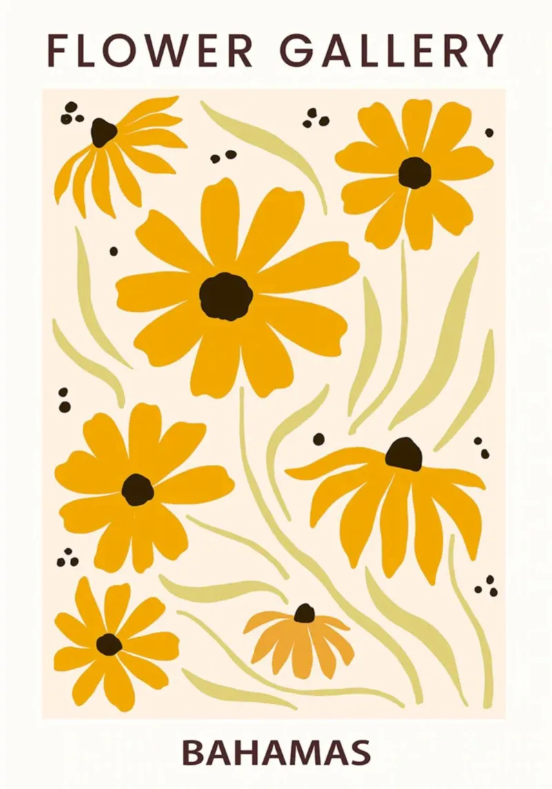 Galleria dei fiori di Bahamas Stampa di fiori di conifera arancione - Moderna poster da homdeco