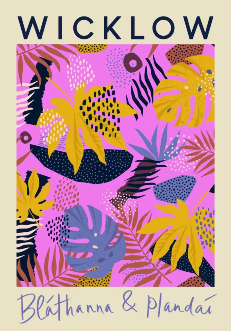 Wicklow Bláthanna & Plandaí - Levendig tropisch abstract canvas met Baklijst van homdeco