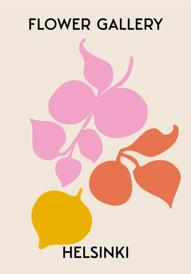 Helsinki Flower Gallery Abstract Botanical Print - Roze canvas van homdeco